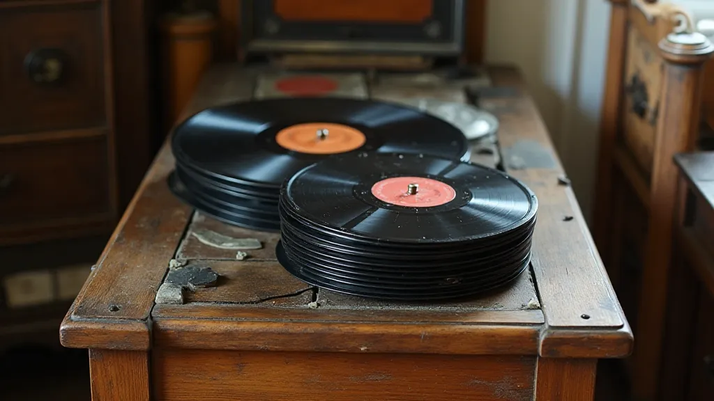 Stack of antique 78 RPM records