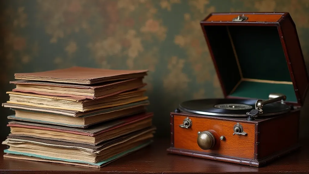 Vintage records and Victrola
